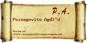 Pozsegovits Agád névjegykártya